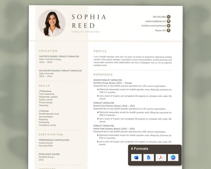 Forklift Operator Resume Template