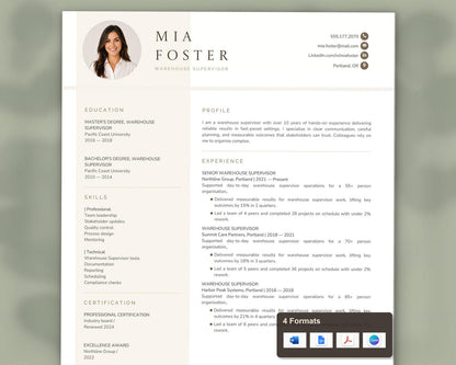 Warehouse Supervisor Resume Template