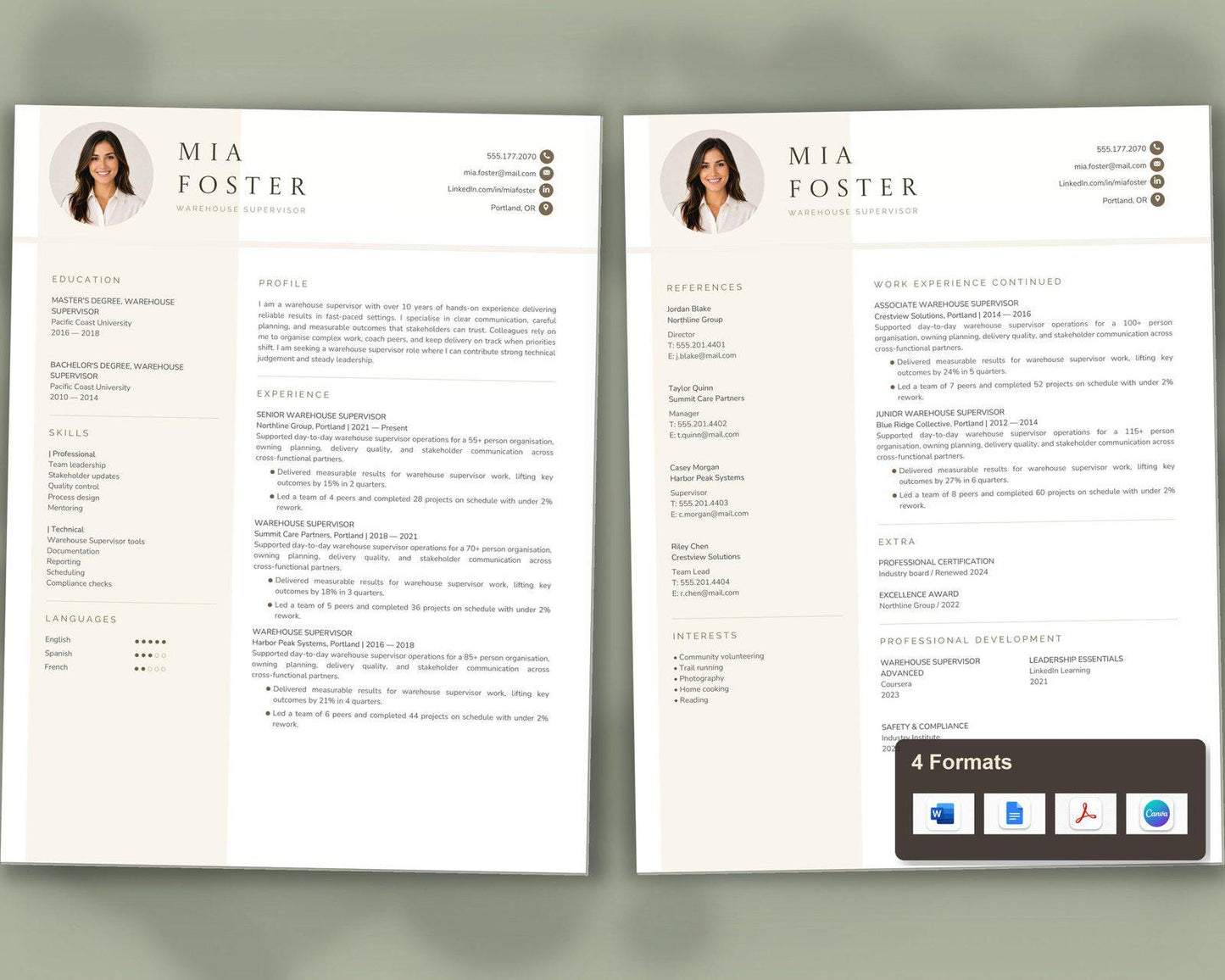 Warehouse Supervisor Resume Template