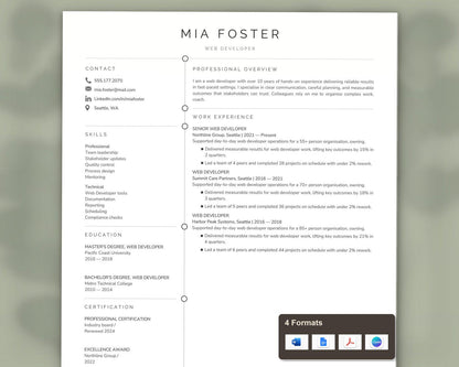 Web Developer Resume Template