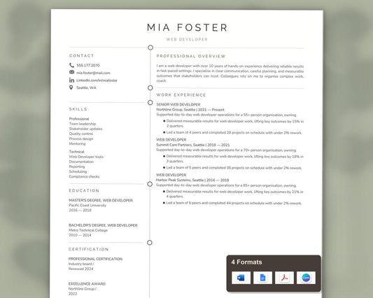 Web Developer Resume Template