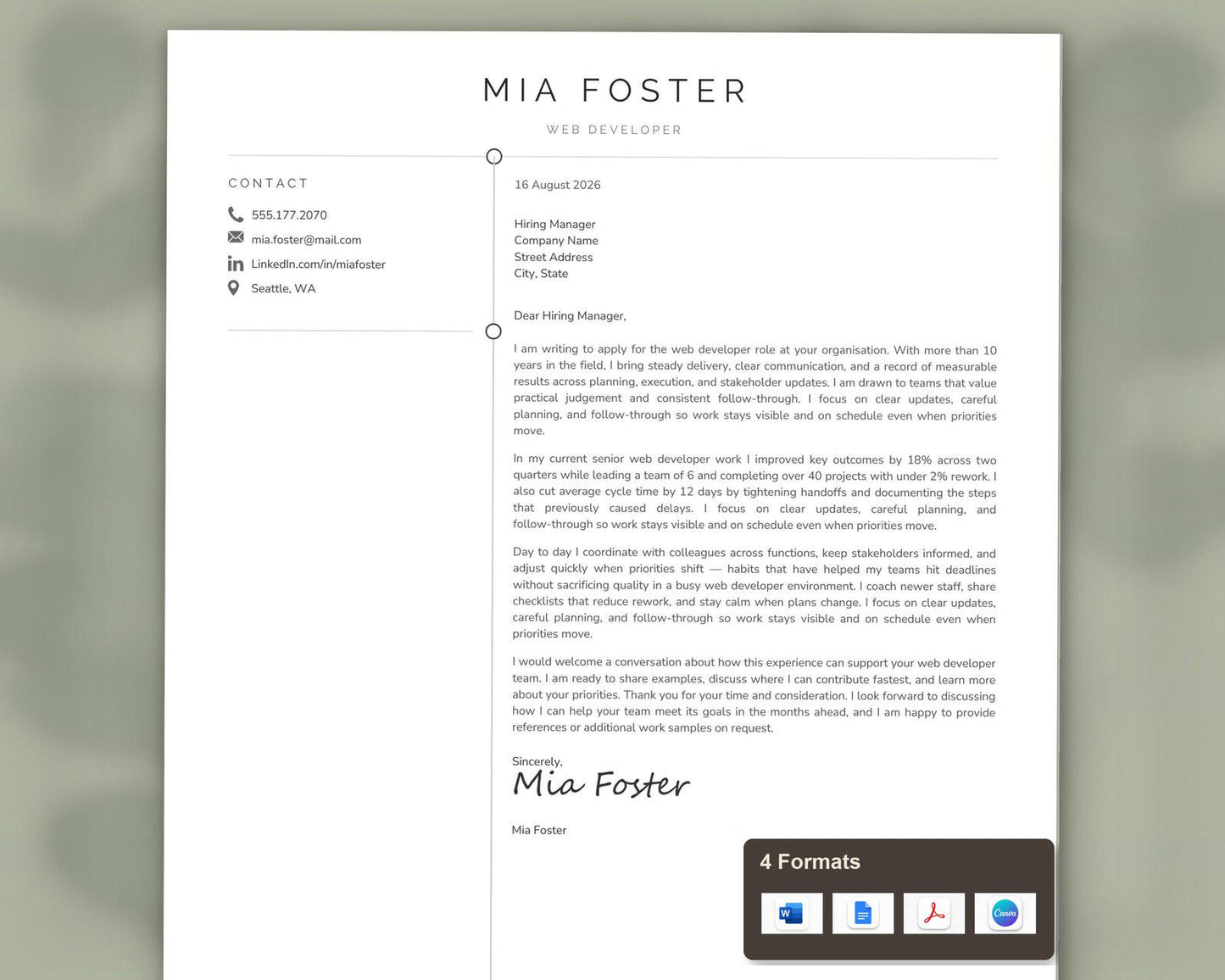 Web Developer Resume Template