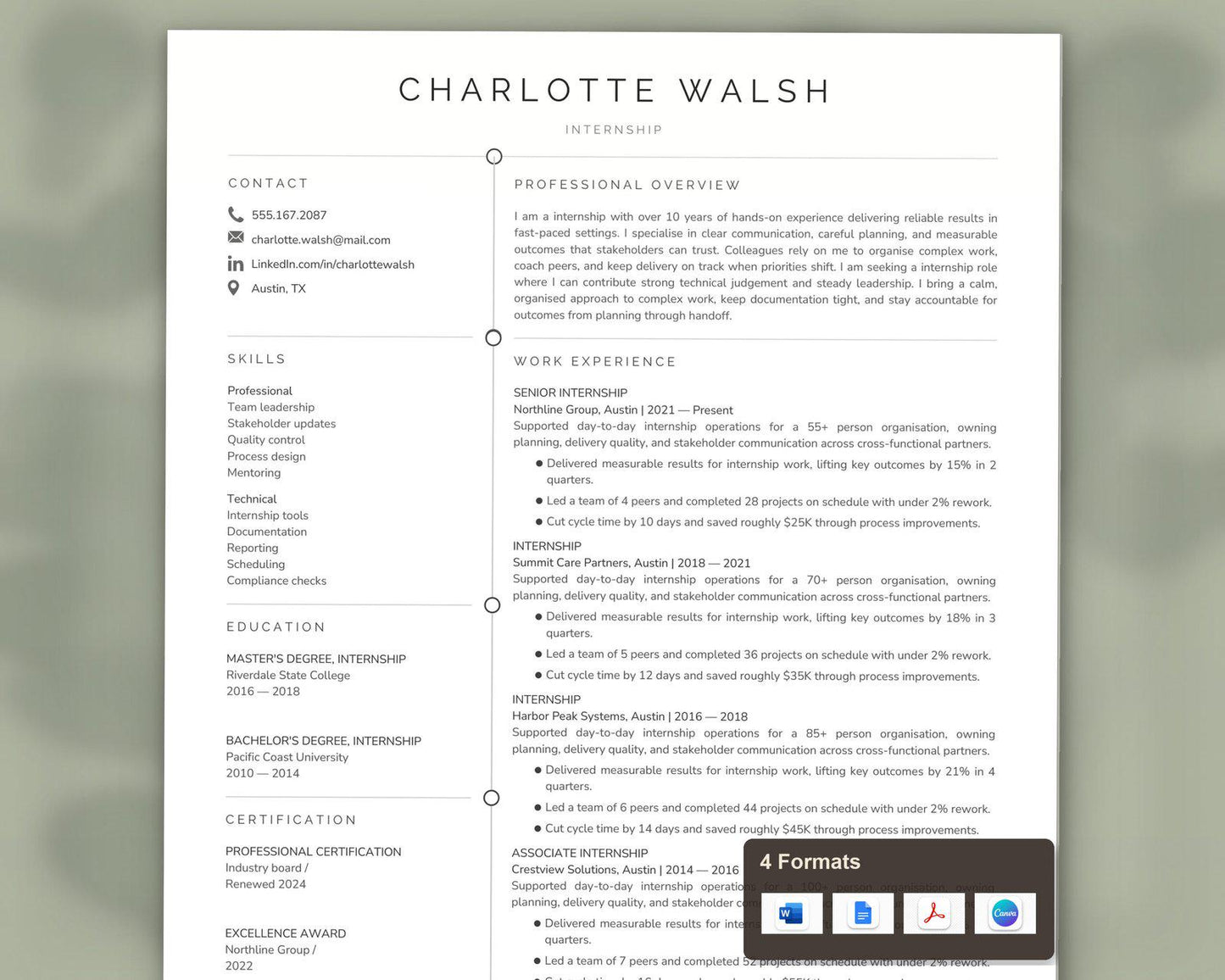 Internship Resume Template