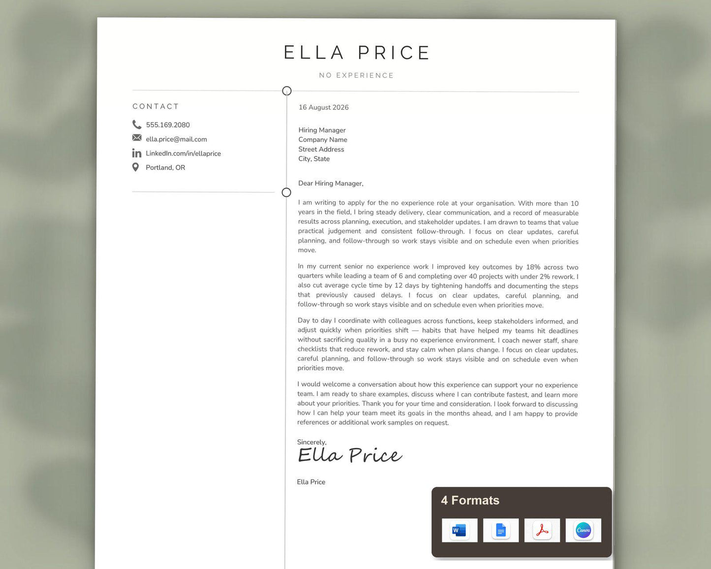 No Experience Resume Template