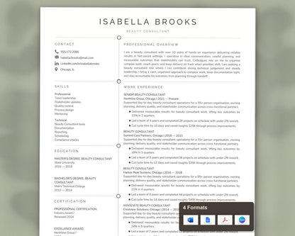 Beauty Consultant Resume Template