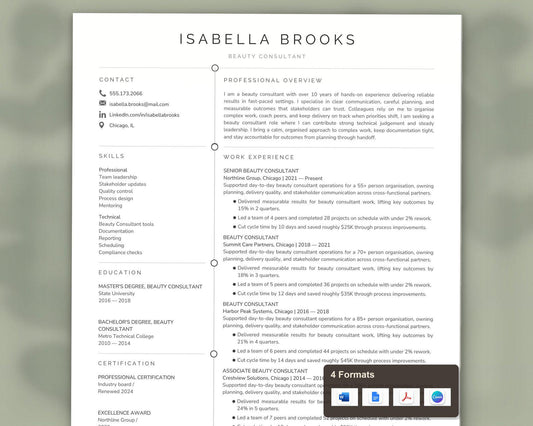 Beauty Consultant Resume Template