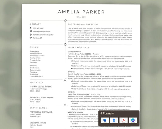 Braider Resume Template