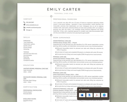 Personal Care Aide Resume Template