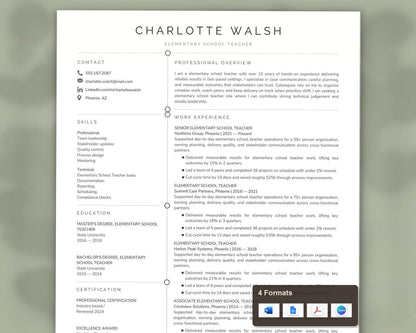 Elementary Teacher Resume Template