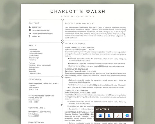 Elementary Teacher Resume Template