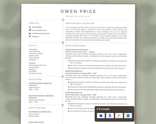 Marketing Specialist Resume Template
