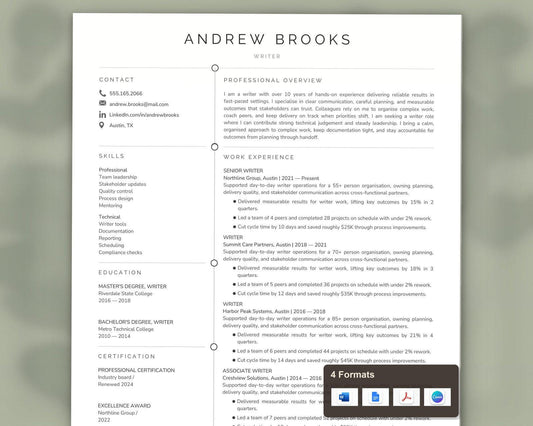 Writer Resume Template