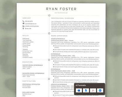 Entrepreneur Resume Template