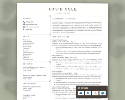 Fitness Trainer Resume Template