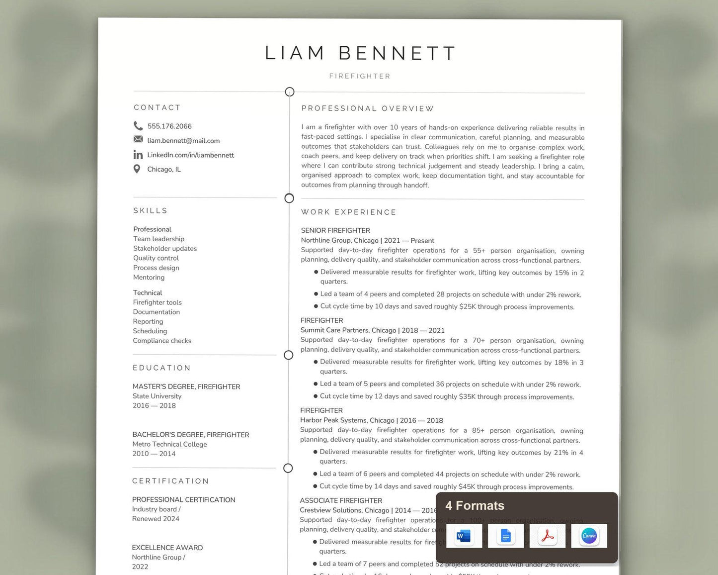 Firefighter Resume Template