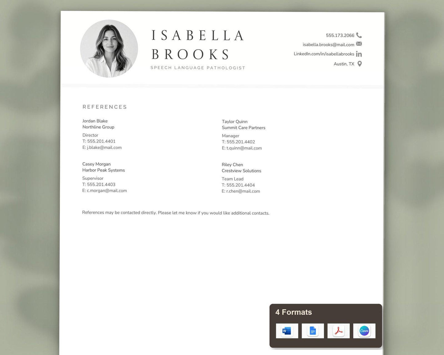 Speech Language Pathologist Resume Template