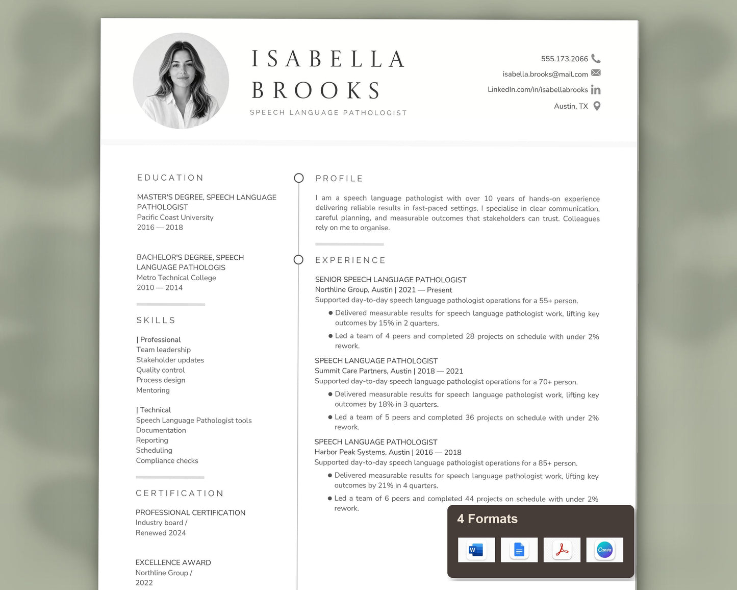 Speech Language Pathologist Resume Template