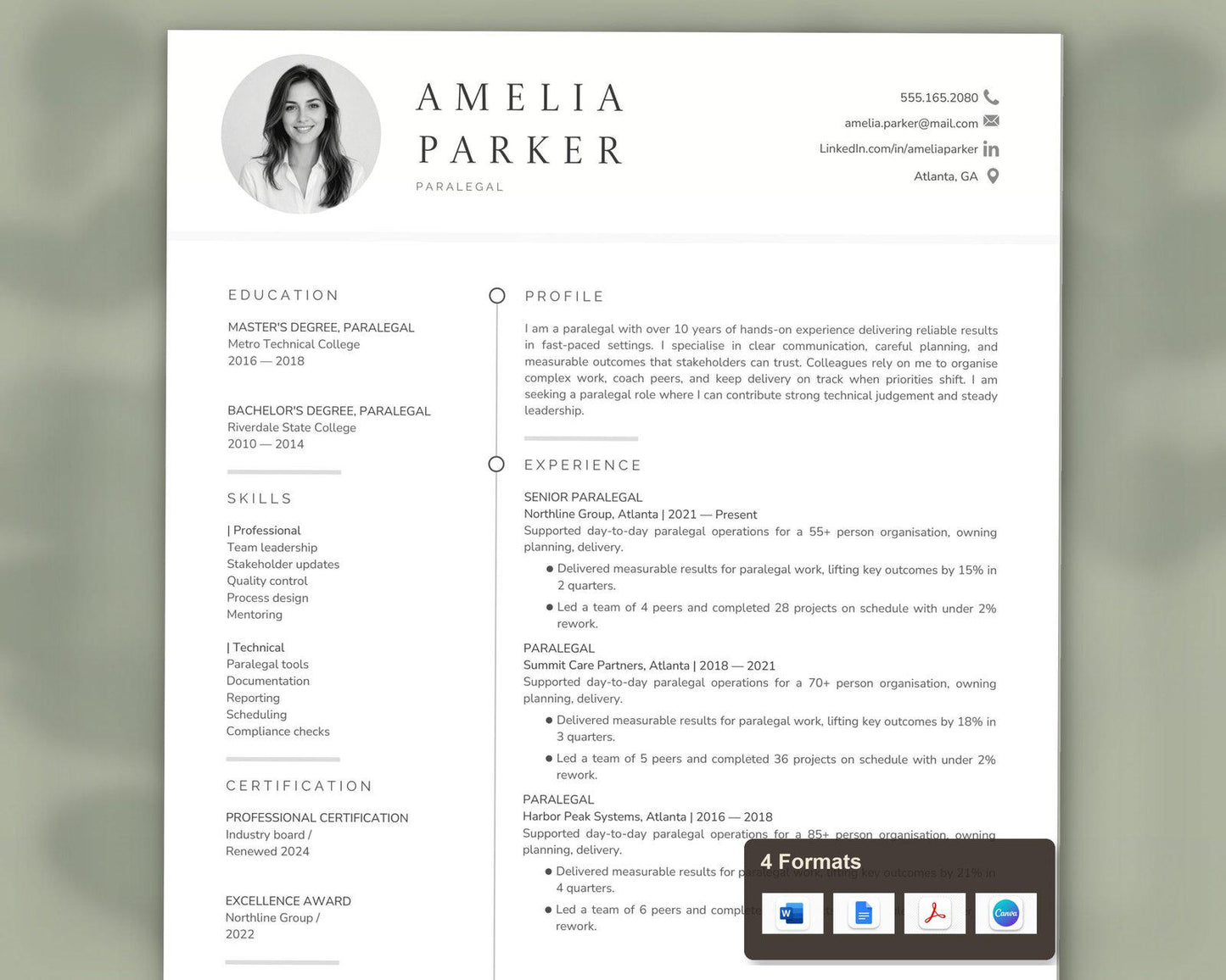 Paralegal Resume Template