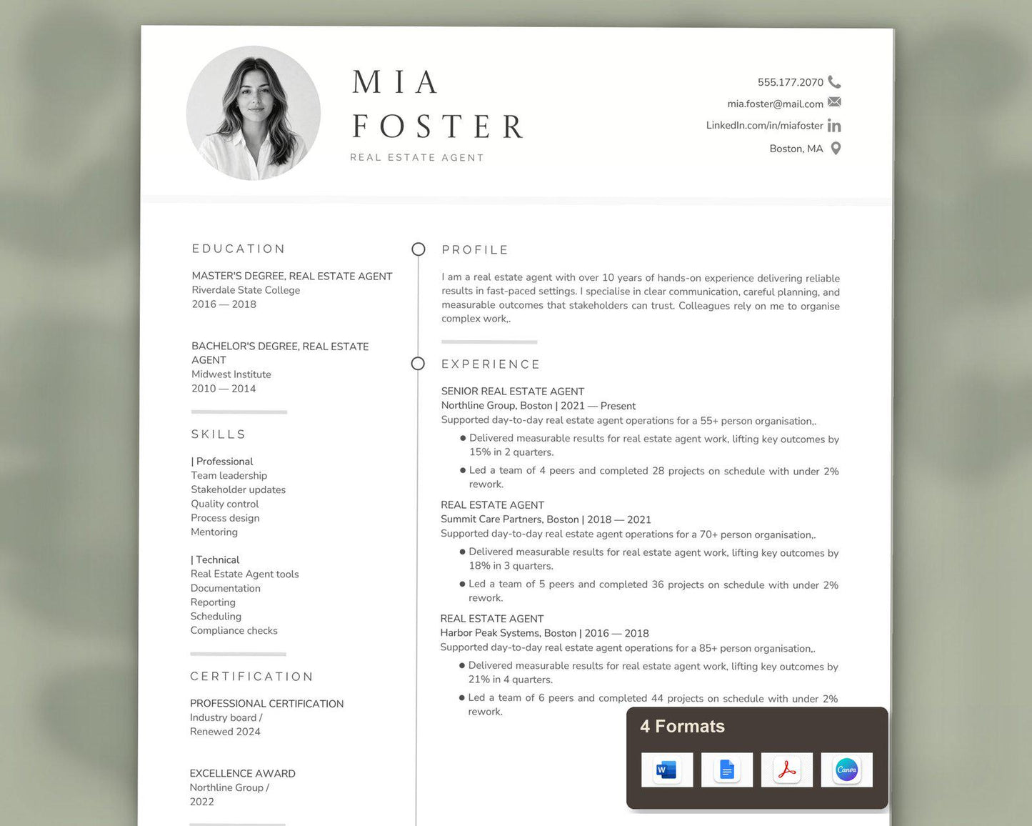 Real Estate Agent Resume Template