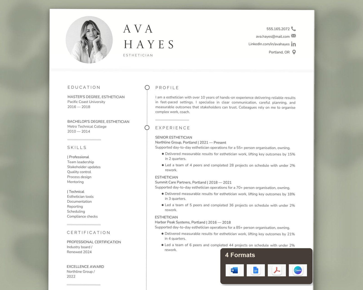 Esthetician Resume Template