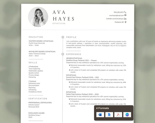 Esthetician Resume Template