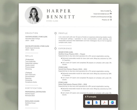 Store Clerk Resume Template