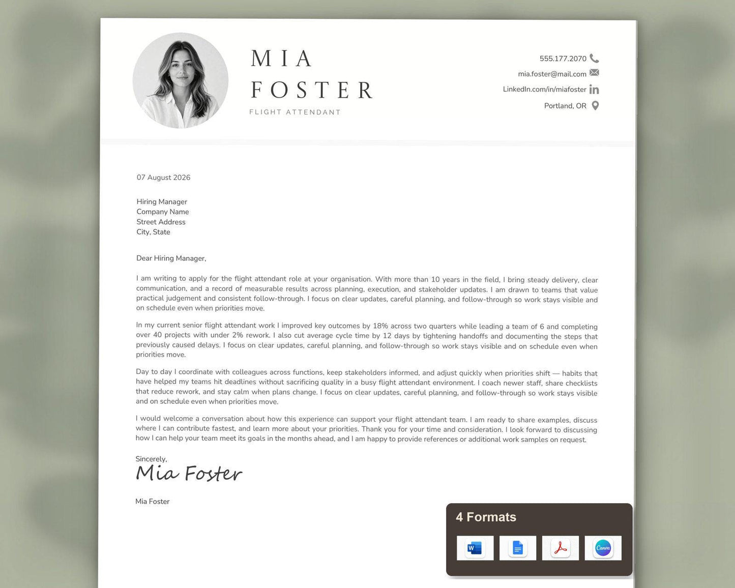 Flight Attendant Resume Template