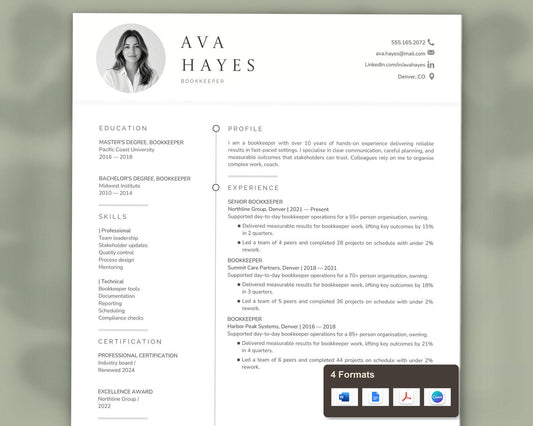 Bookkeeper Resume Template