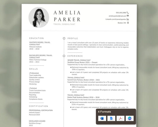 Travel Consultant Resume Template