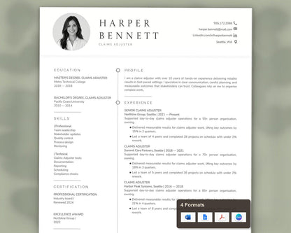 Claims Adjuster Resume Template