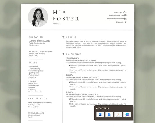 Barista Resume Template