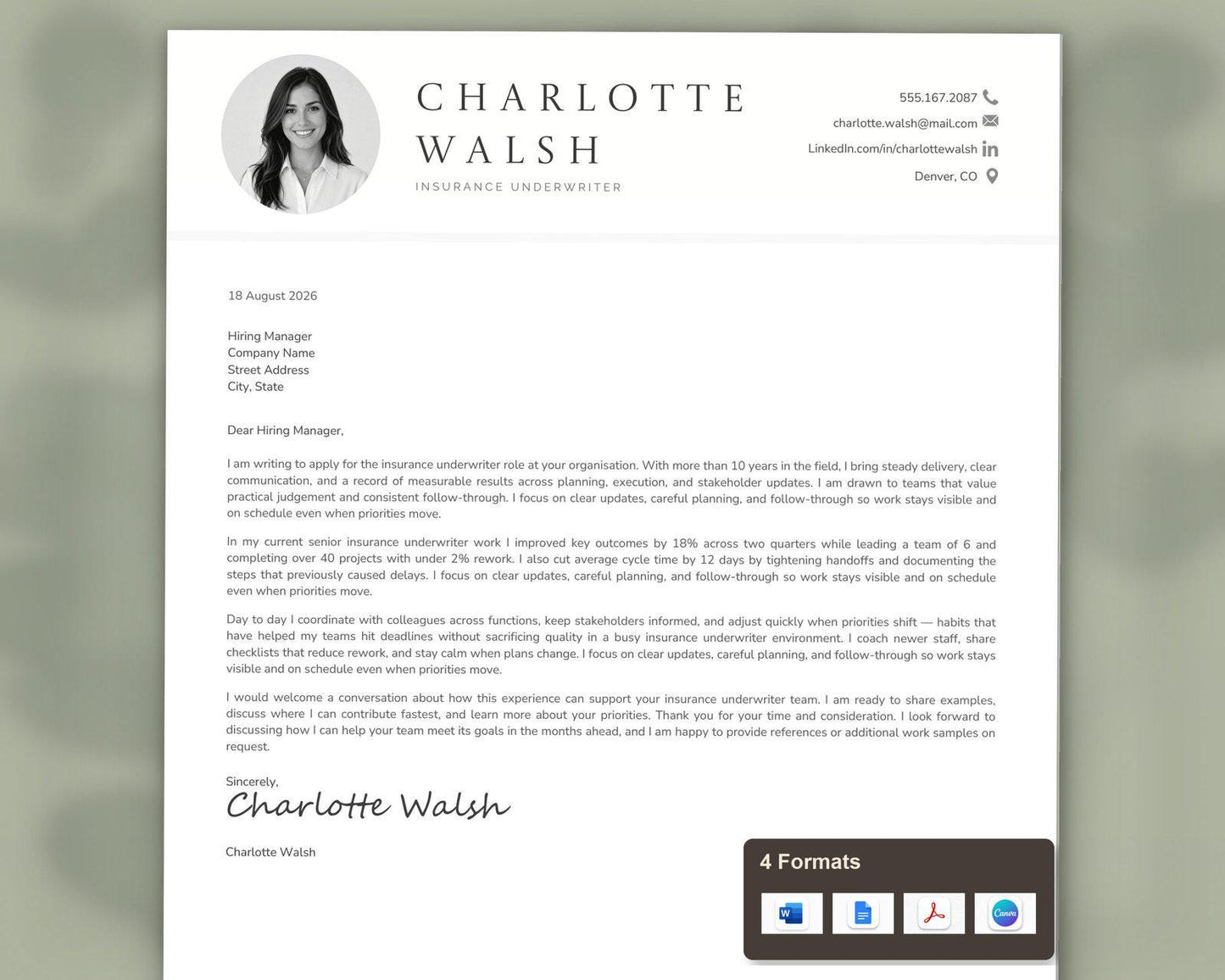 Insurance Underwriter Resume Template