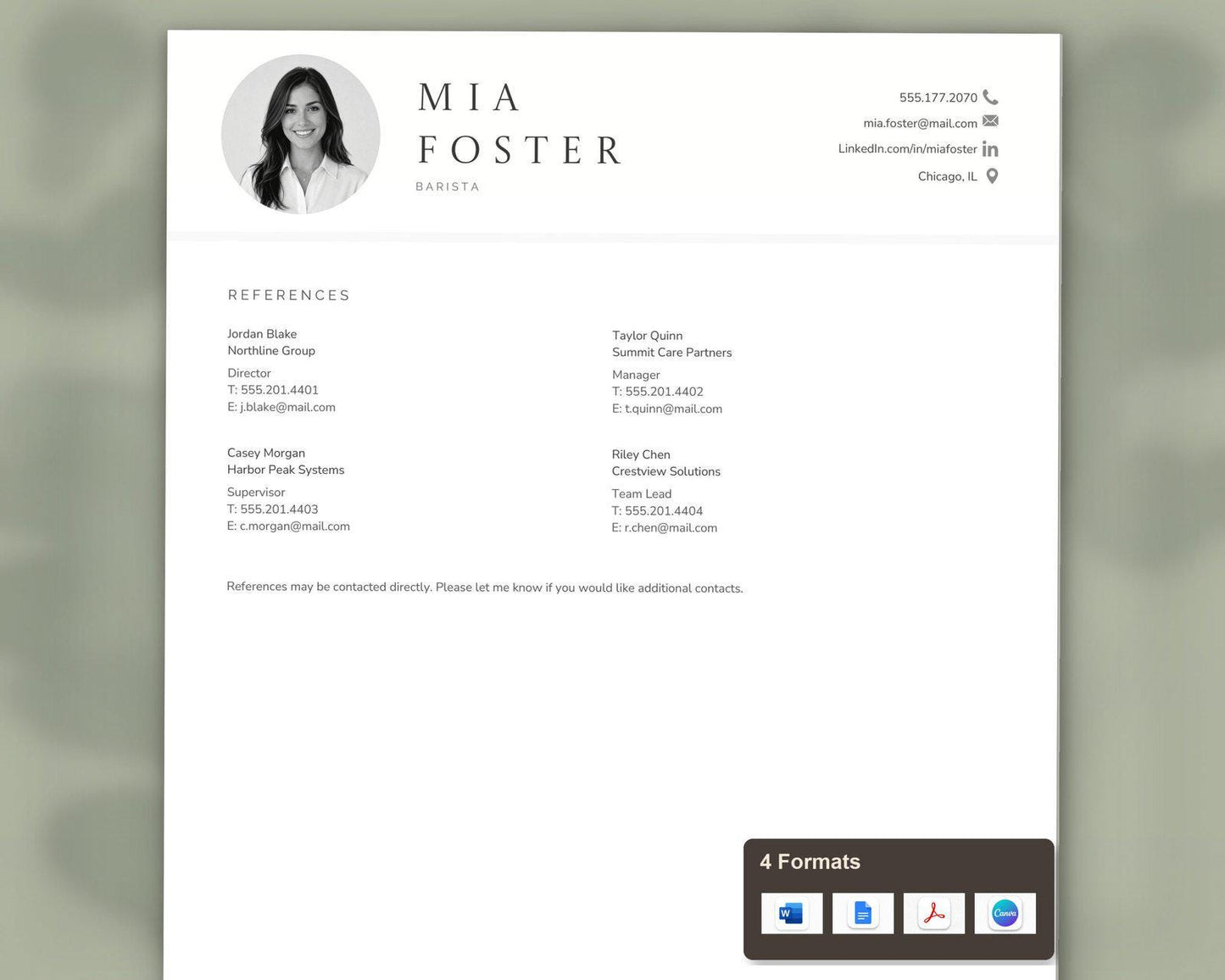 Barista Resume Template