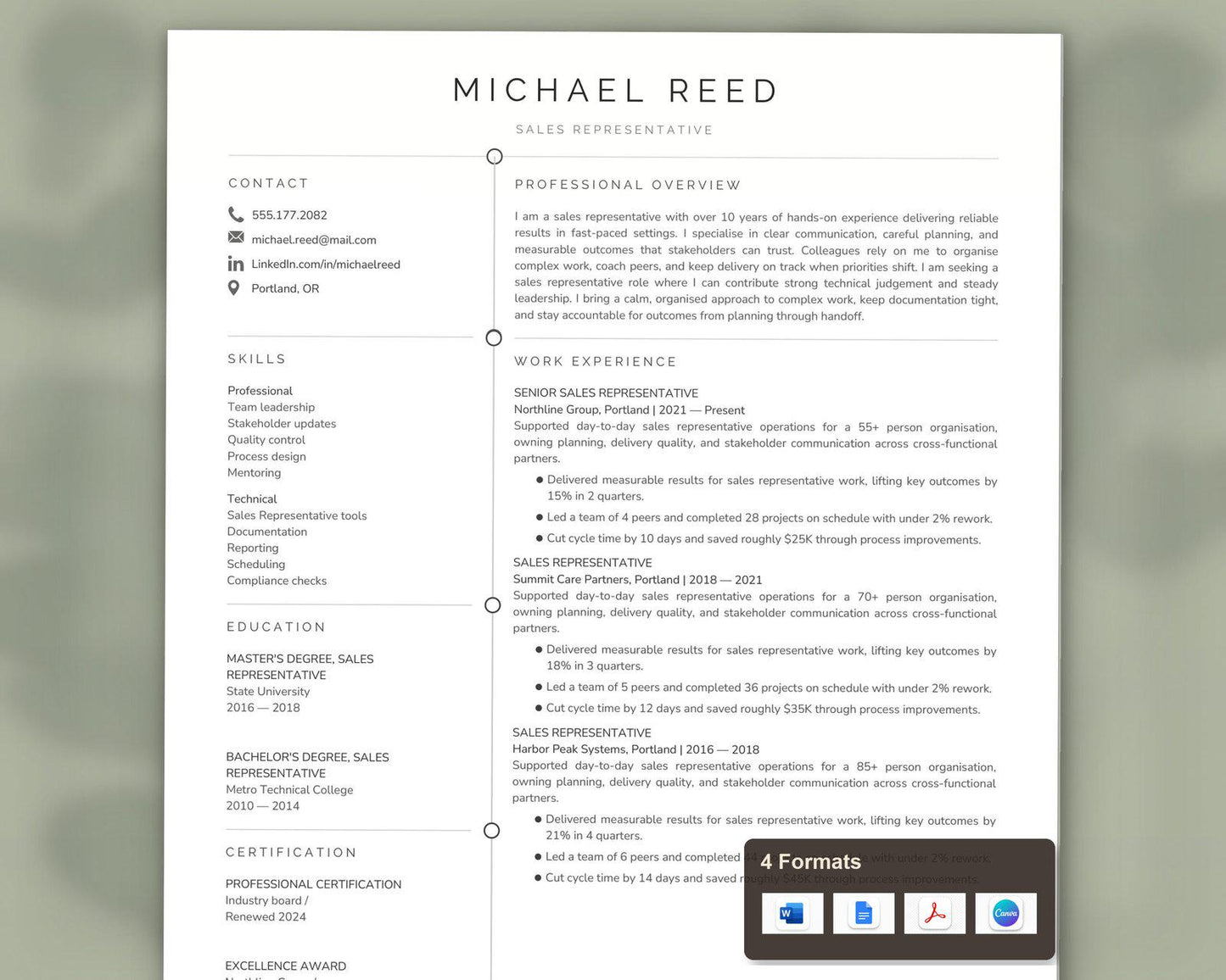 Sales Representative Resume Template