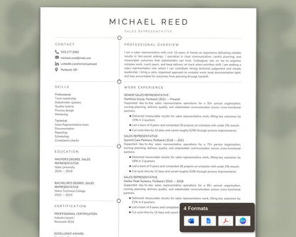 Sales Representative Resume Template