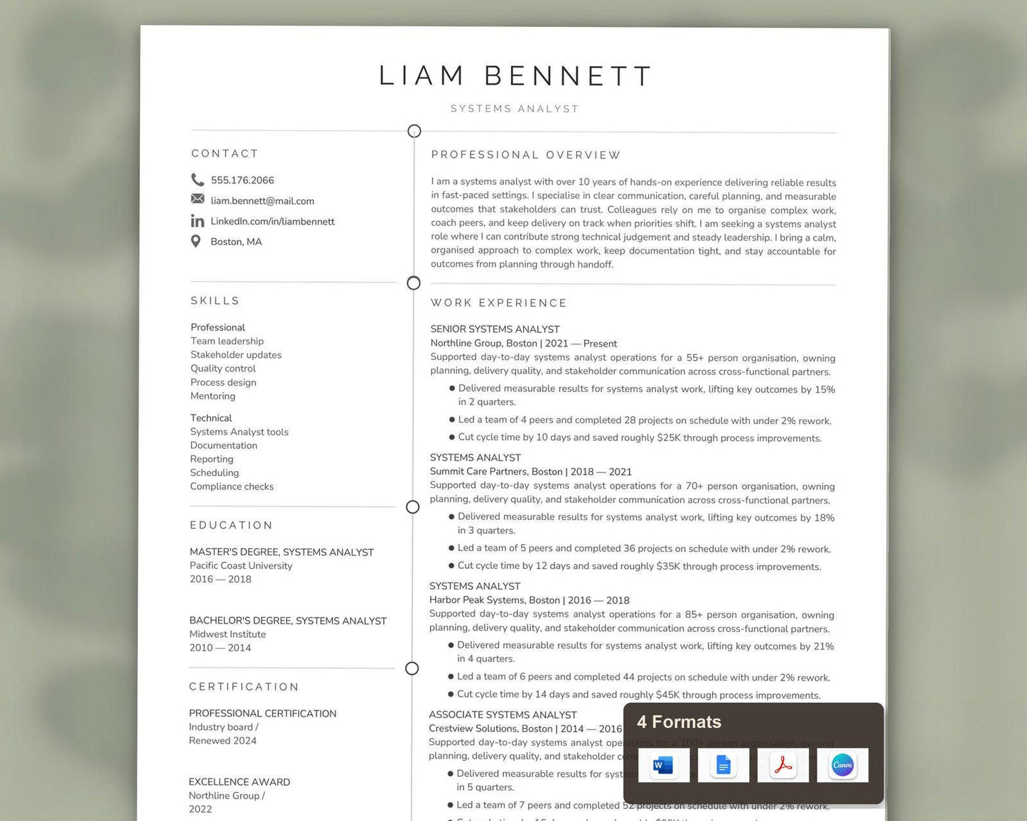 Systems Analyst Resume Template