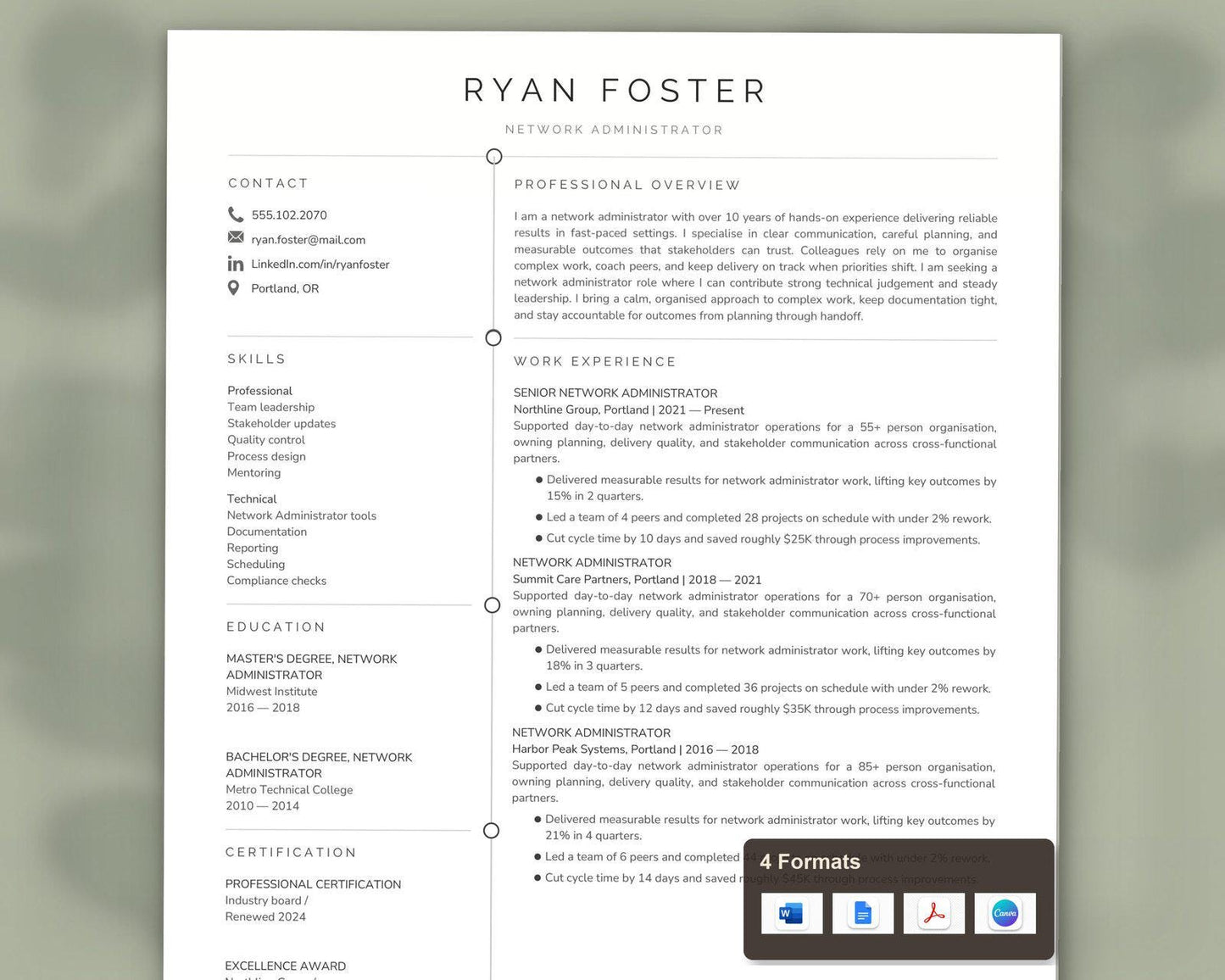 Network Administrator Resume Template