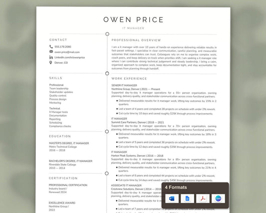 It Manager Resume Template
