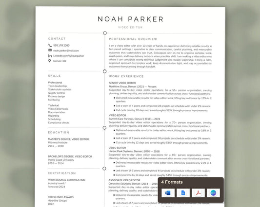 Video Editor Resume Template