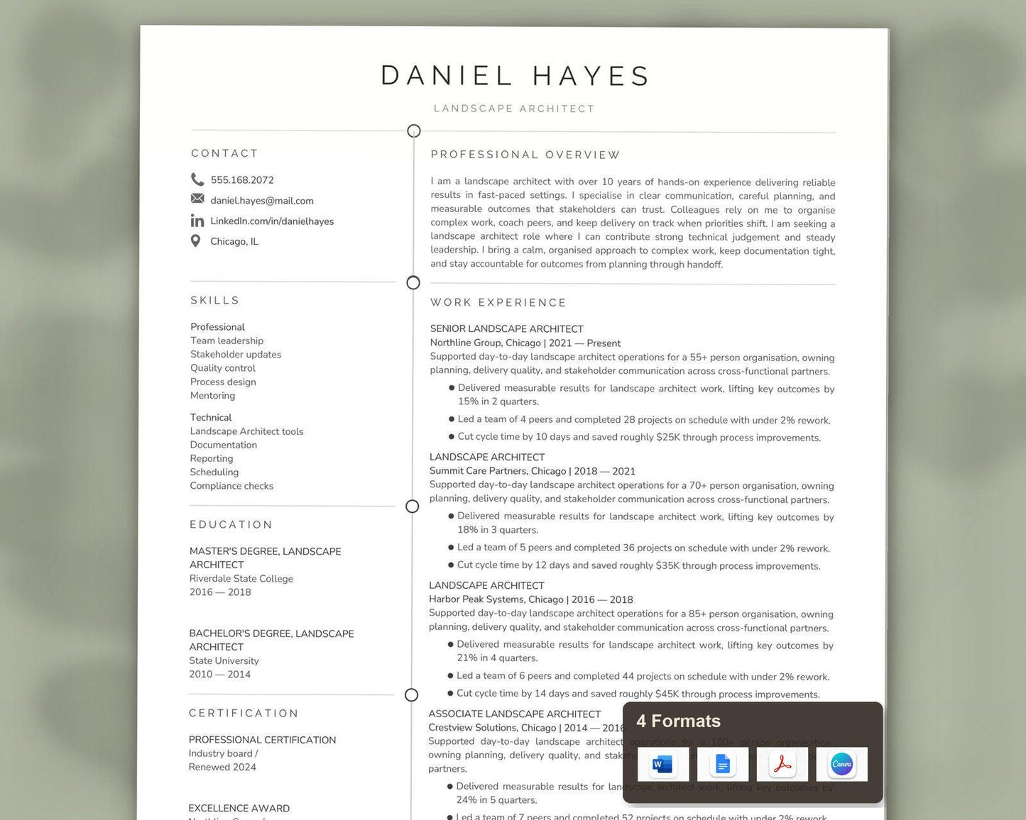 Landscape Architect Resume Template