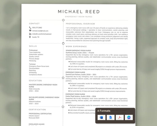 Emergency Room Nurse Resume Template