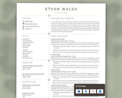 School Nurse Resume Template