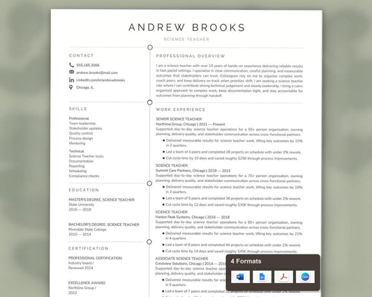 Science Teacher Resume Template