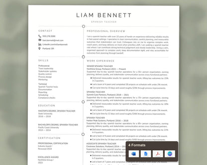 Spanish Teacher Resume Template
