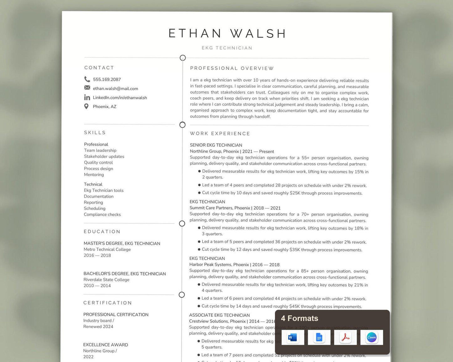Ekg Technician Resume Template
