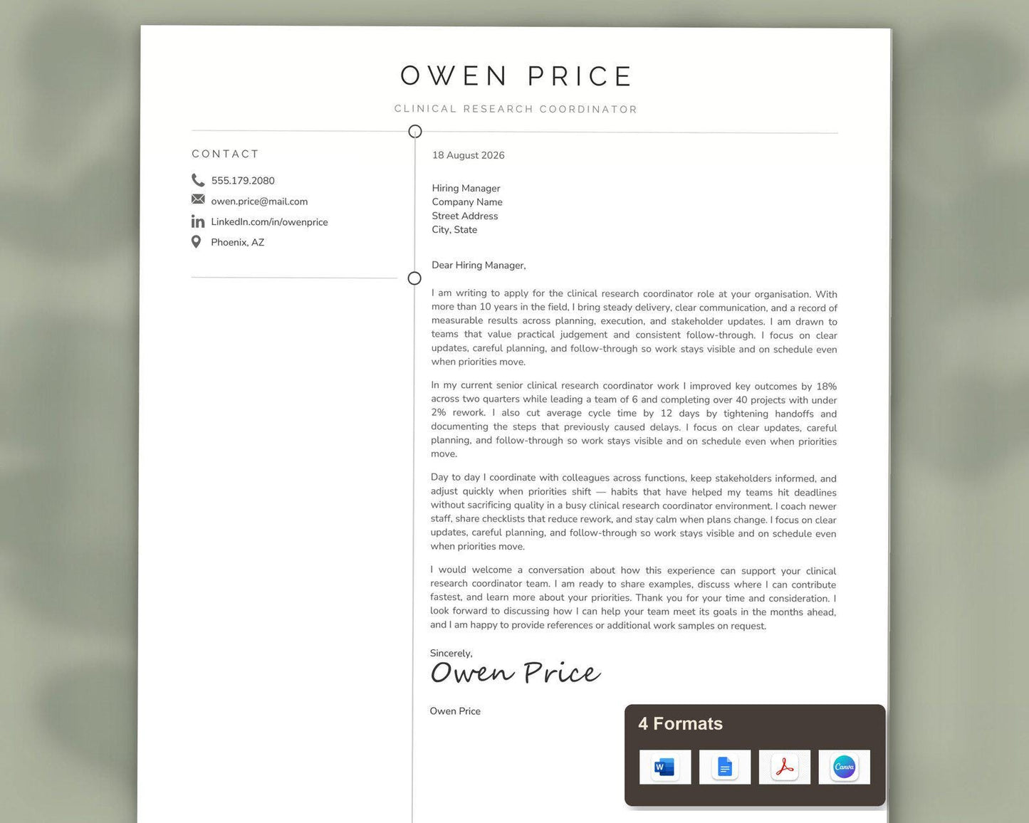 Clinical Research Coordinator Resume Template