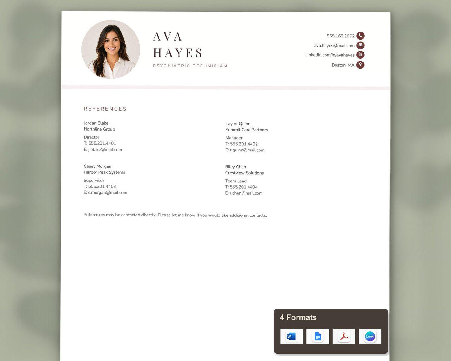 Psychiatric Technician Resume Template