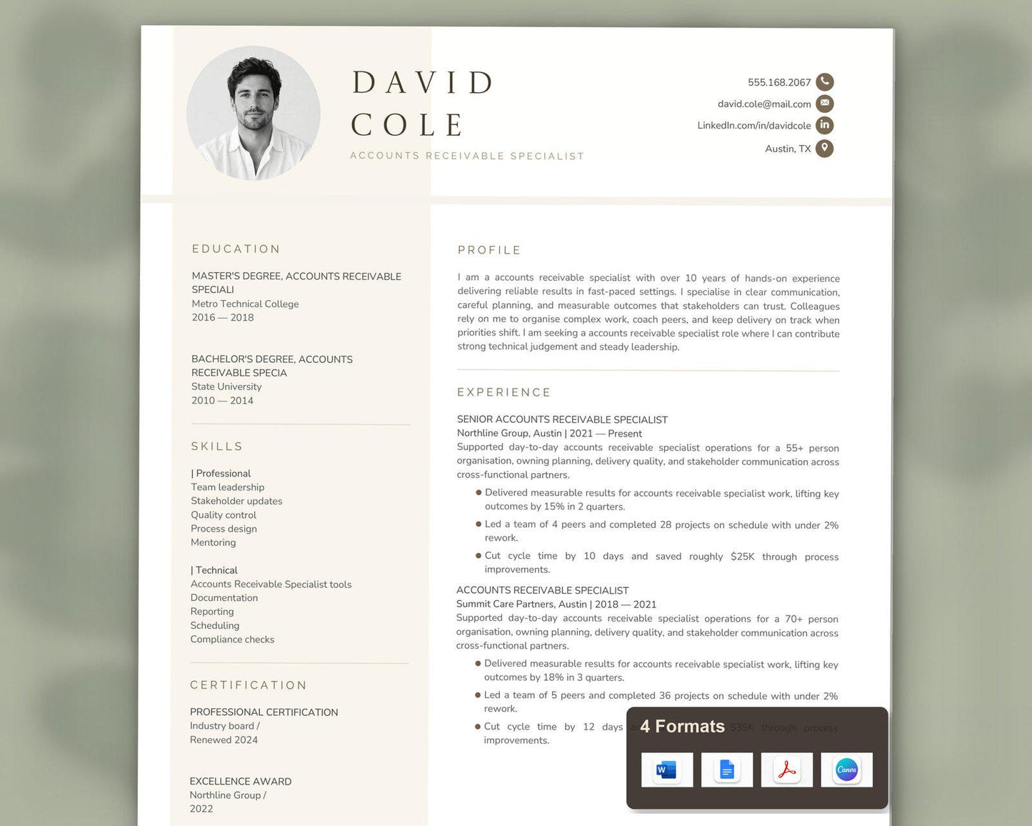 Accounts Receivable Specialist Resume Template