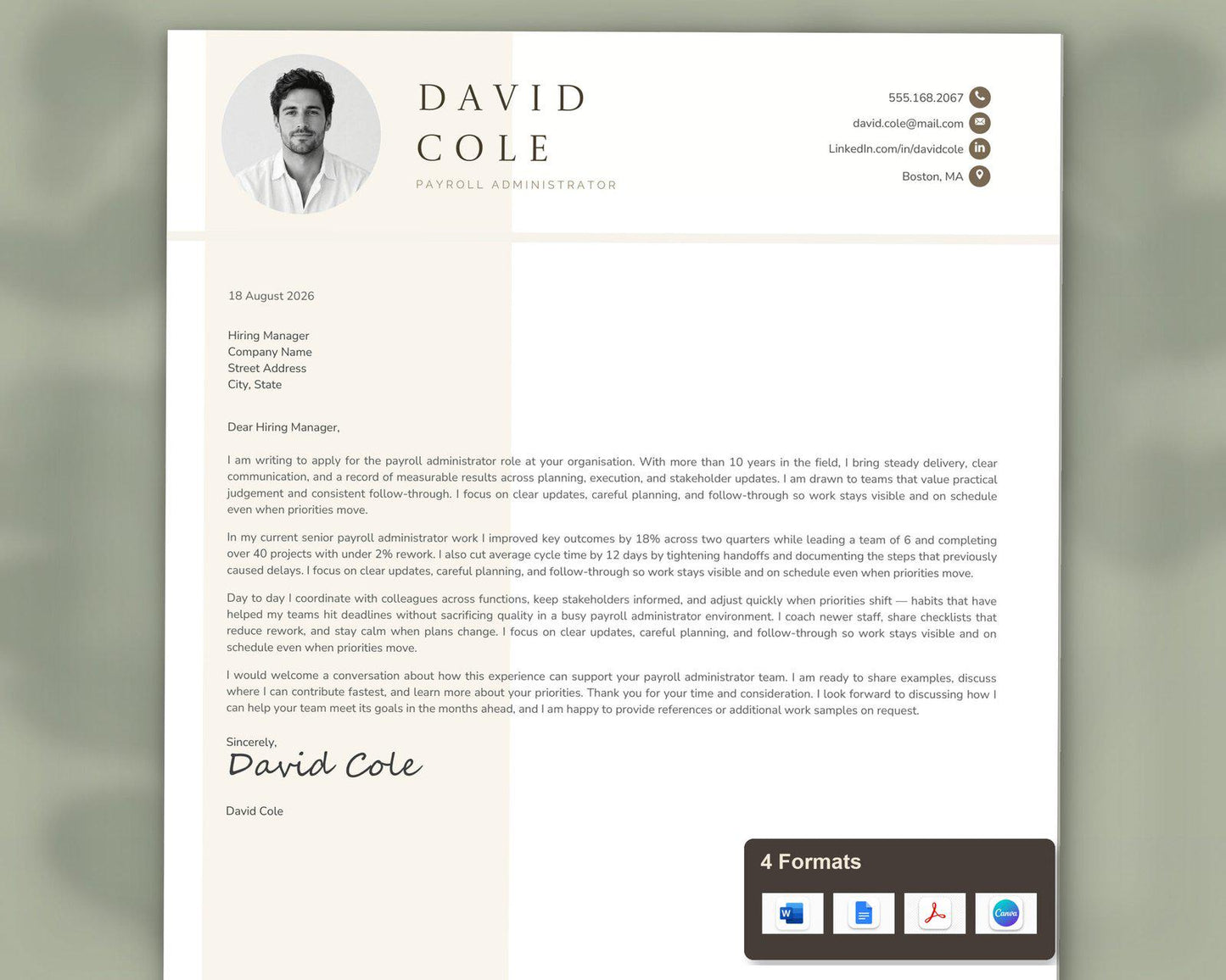 Payroll Administrator Resume Template