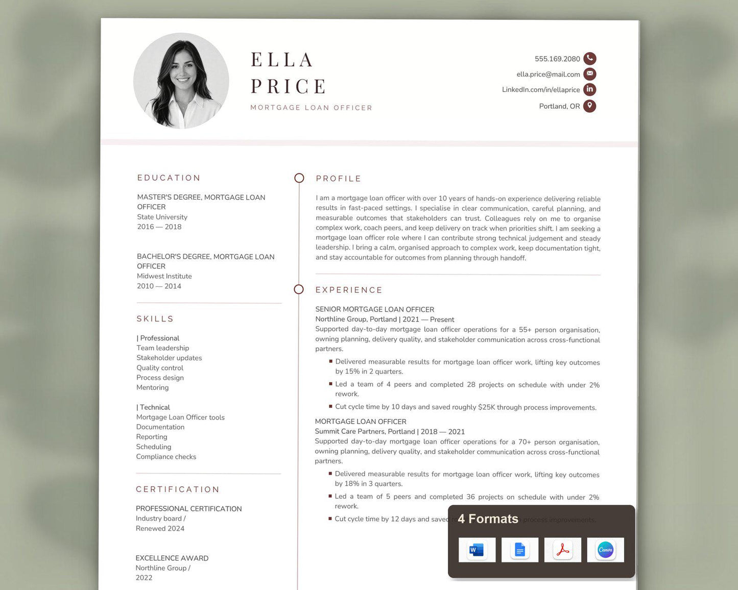 Mortgage Loan Officer Resume Template